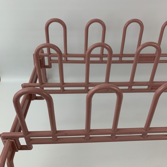 Vintage Dusty Pink Mauve Plastic Shoe Rack Storage 80's Yaffa Style Mod Minimal - Picture 8 of 13